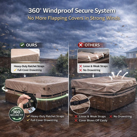 QH.HOME size guide 85x85 for precise fit on compatible hot tubs.