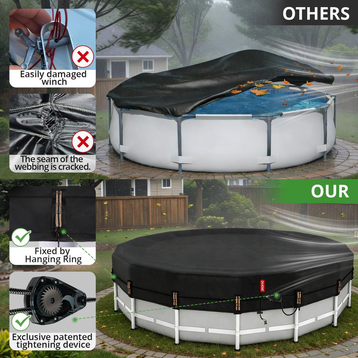 QH.HOME tear-resistant 500D Oxford fabric resists rips during seasons