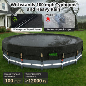 QH.HOME tear-resistant 550D edge seam ensures long-lasting pool protection.