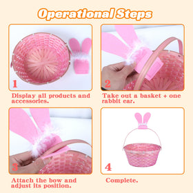 QHou bamboo Easter basket with woven design for durable reuse.