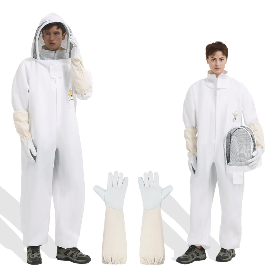 QHZHANG bee suit with ventilated hood for full-body protection during beekeeping
