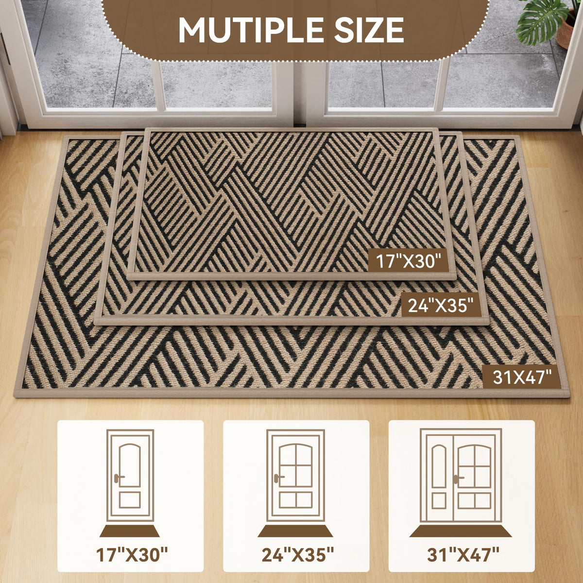 QiCaiJia door mat traps dirt and moisture before it reaches floors.