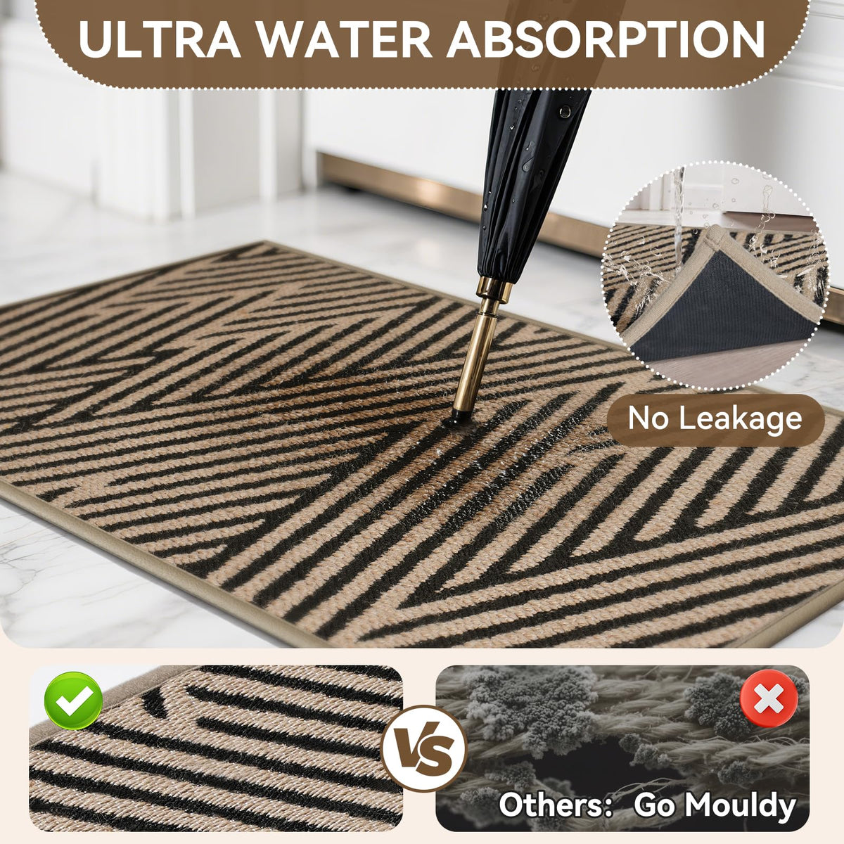 QiCaiJia indoor/outdoor mat offers easy cleaning for busy households.