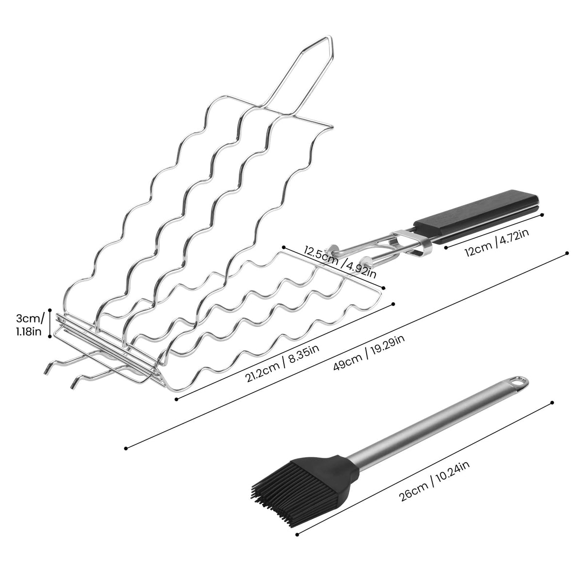 Qian Power clamping grill hold secures food during flipping for consistent results