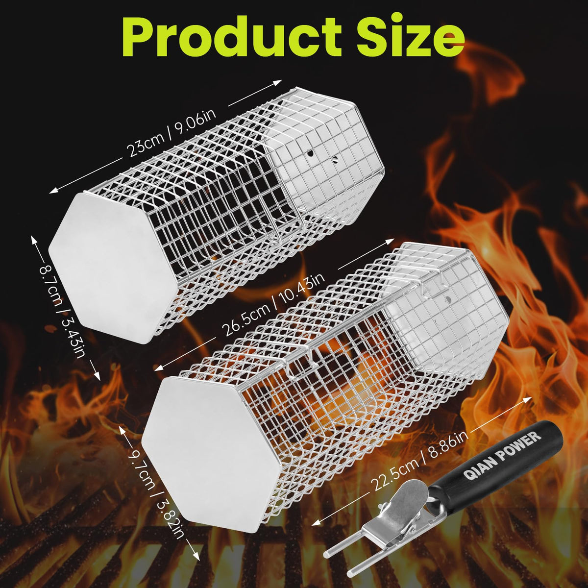 QIAN POWER nesting design saves space between two baskets for portable cooking