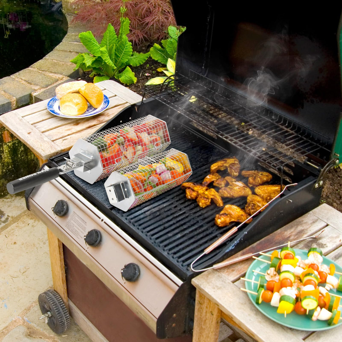 QIAN POWER grill baskets are dishwasher-safe for easy cleanup after grilling