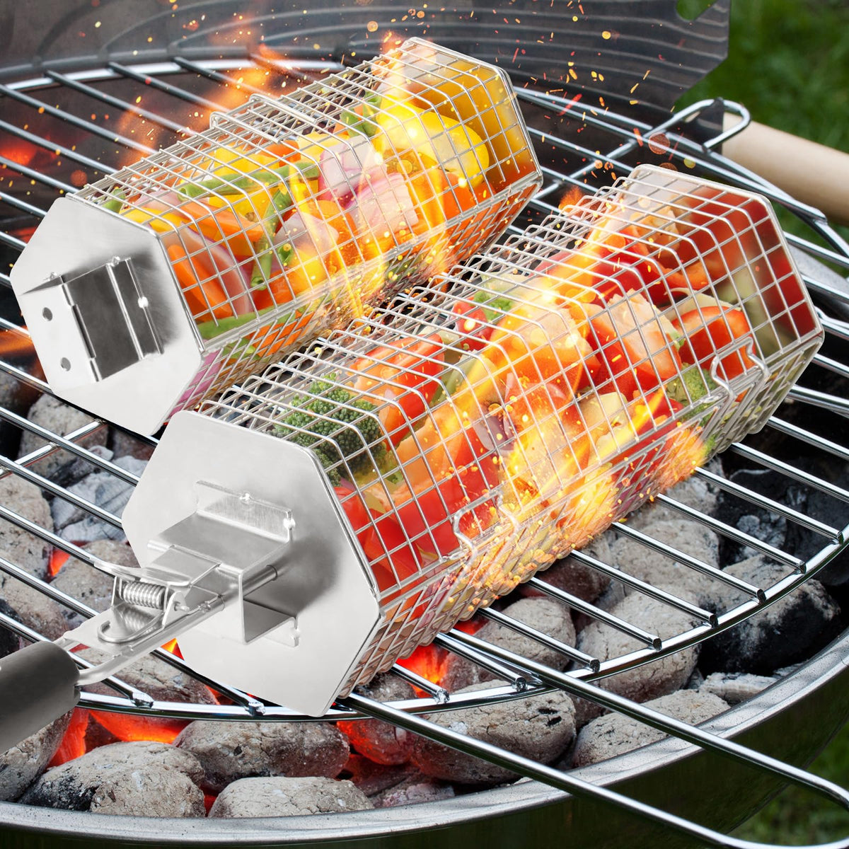 QIAN POWER outdoor grill baskets enhance camping and BBQ experiences with versatile cooking