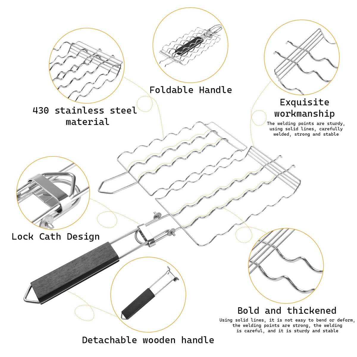 Qian Power stainless-steel grill mesh for versatile grilling on meats and vegetables