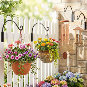 Qiang Ni heavy-duty steel bracket holds wind chimes and planters securely.