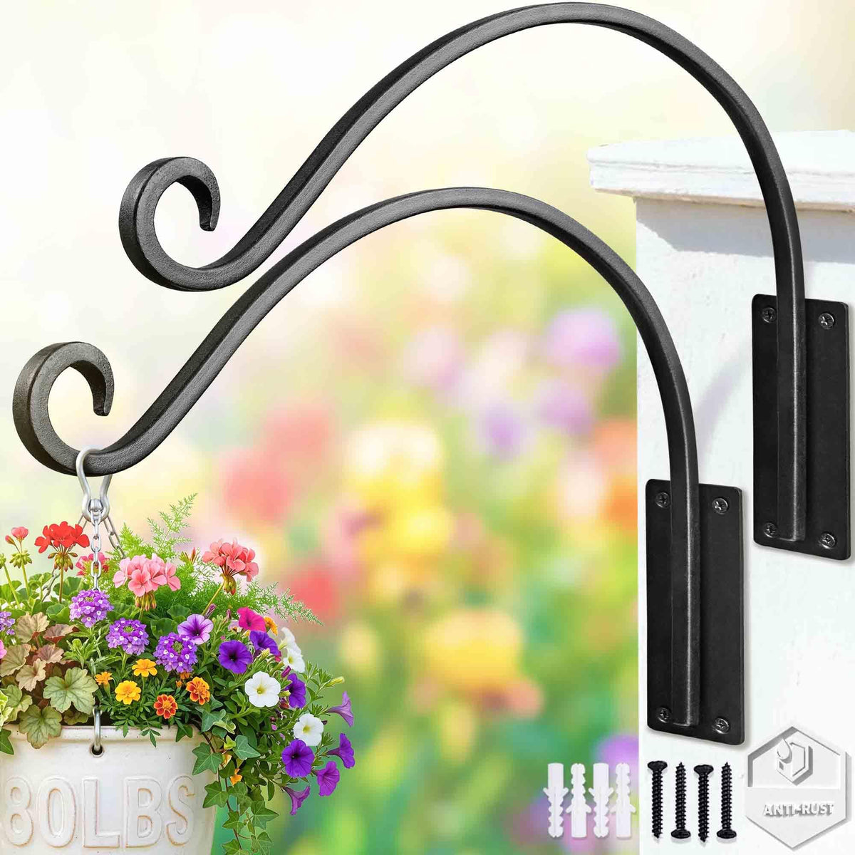 Qiang Ni outdoor plant hanger with a sturdy 16-inch wall bracket.