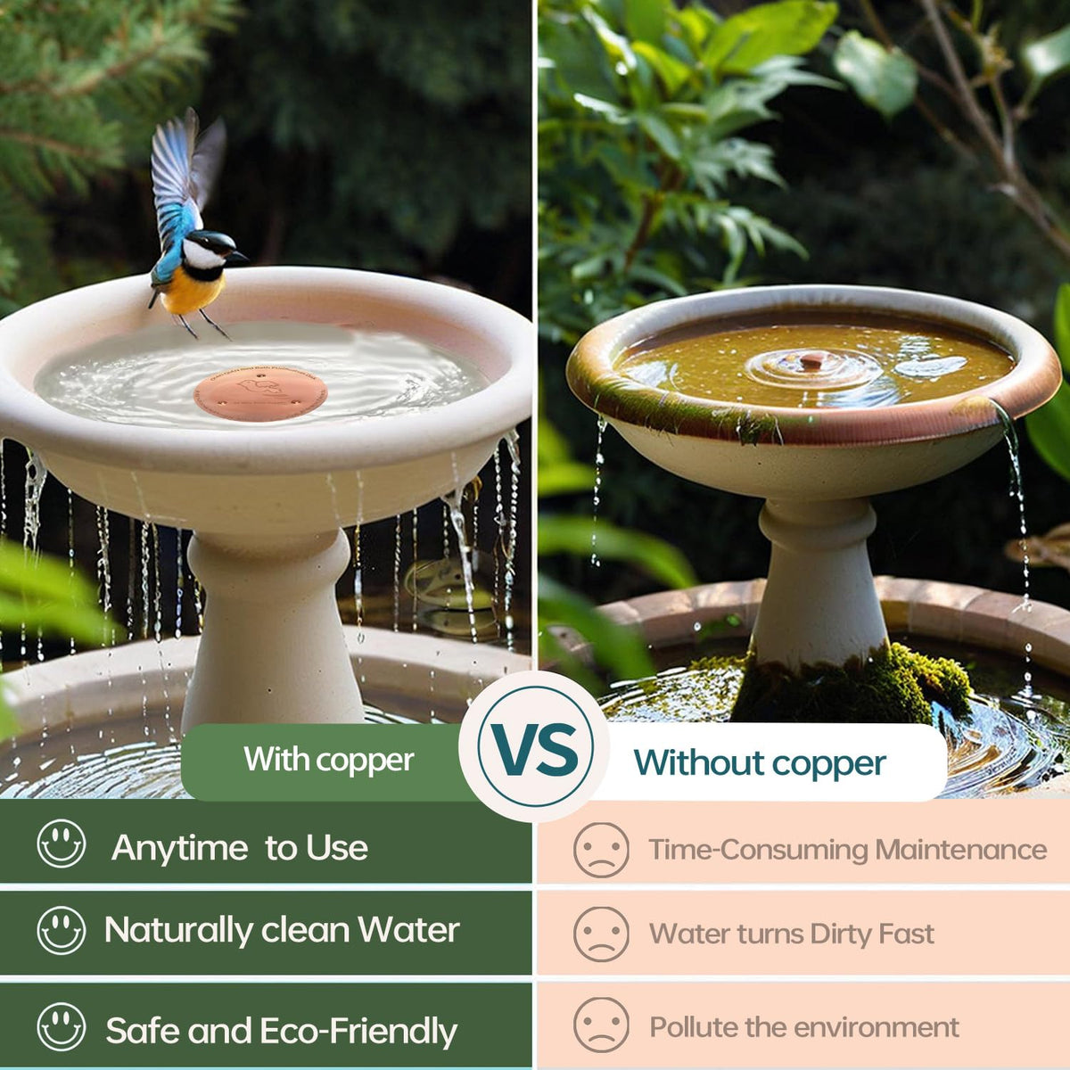 QIANQIAN Universal-fit copper disk works with most bowls and fountains