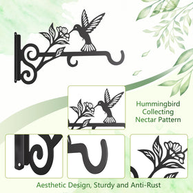 Qiaogreen hanging basket bracket supports garden plants on a patio.