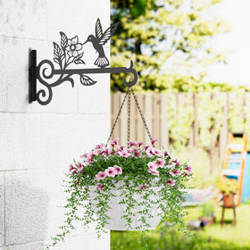 Qiaogreen hummingbird-pattern metal bracket endure weather while supporting baskets up to 30 lbs.