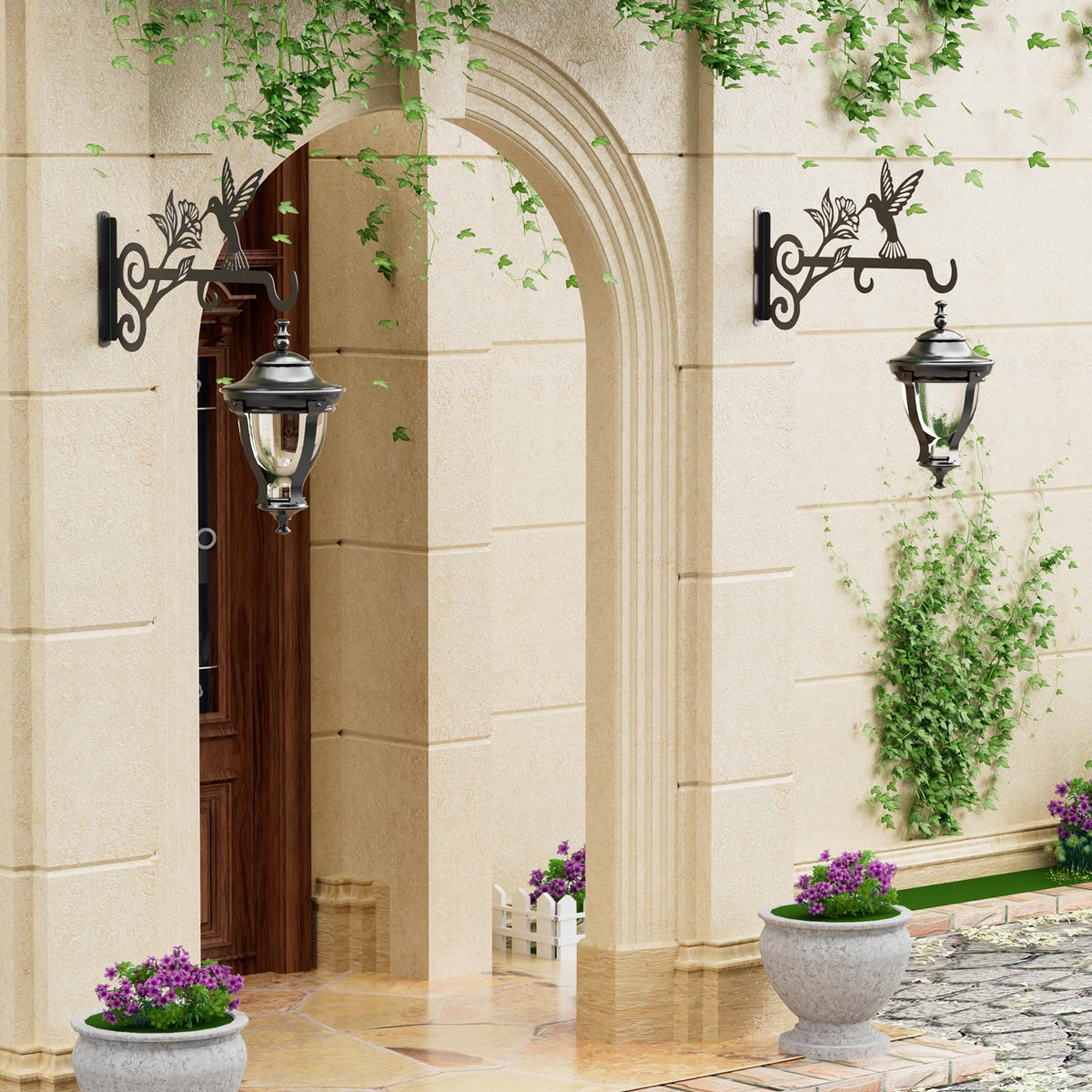 Qiaogreen outdoor wall bracket displayed with wind chime and decor.