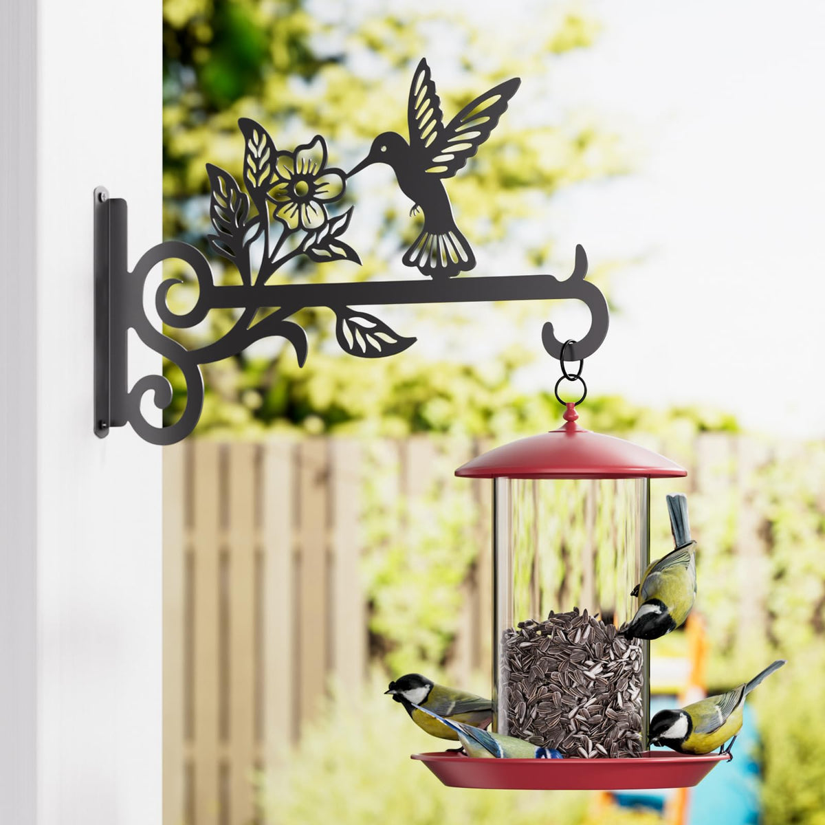 Qiaogreen versatile mount supports planters, wind chimes, lanterns, and bird feeders.