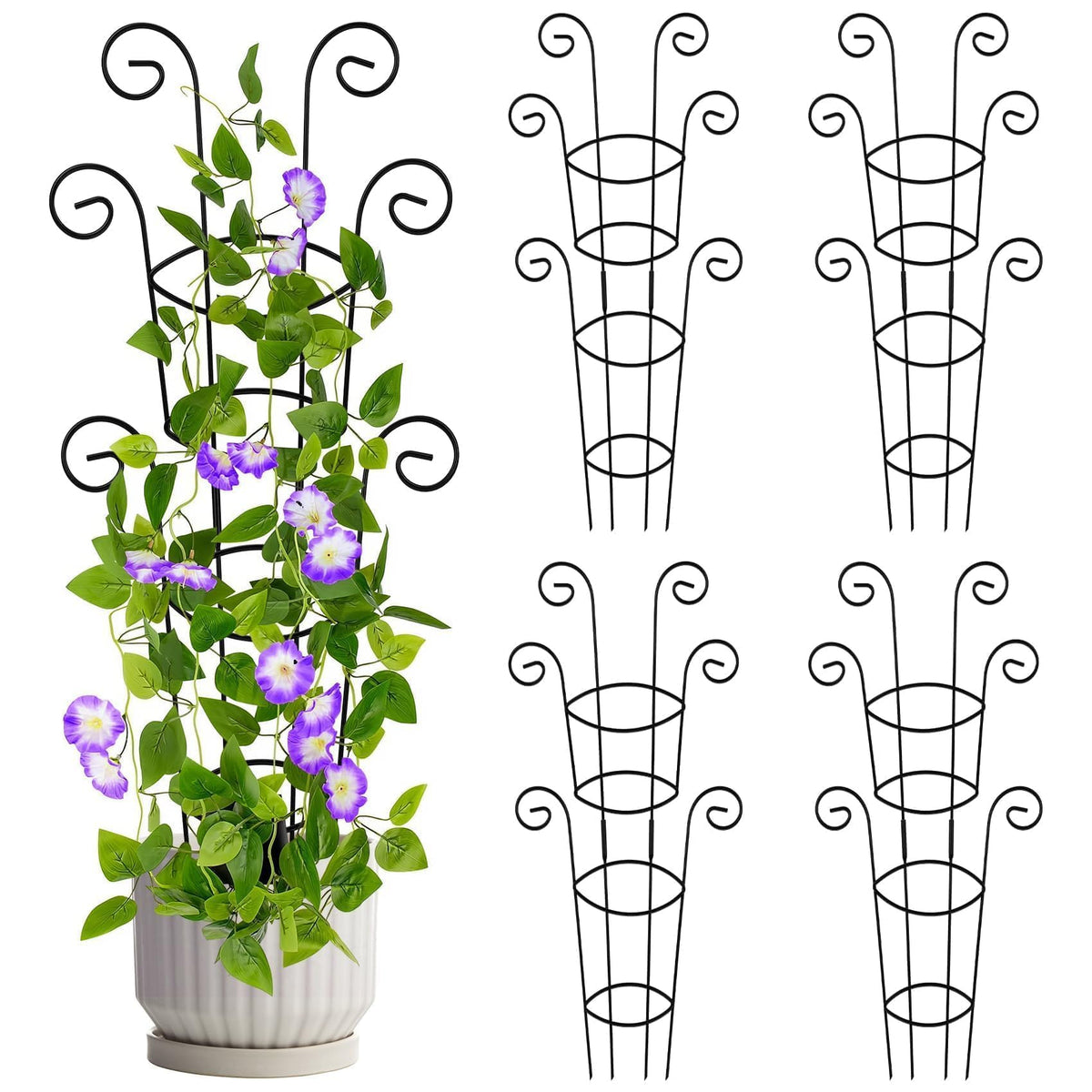 QIAOKAIYAN 4-pack 30-inch trellis provides sturdy vertical support for climbing plants.