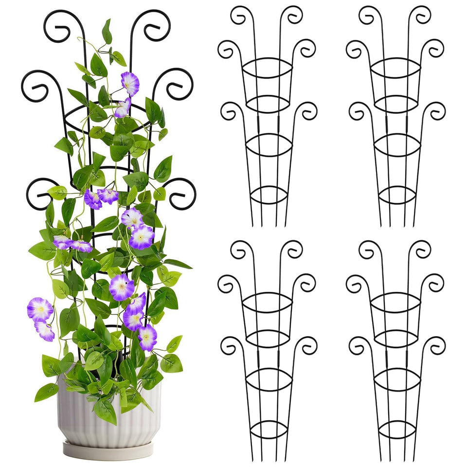 QIAOKAIYAN 4-pack 30-inch trellis provides sturdy vertical support for climbing plants.