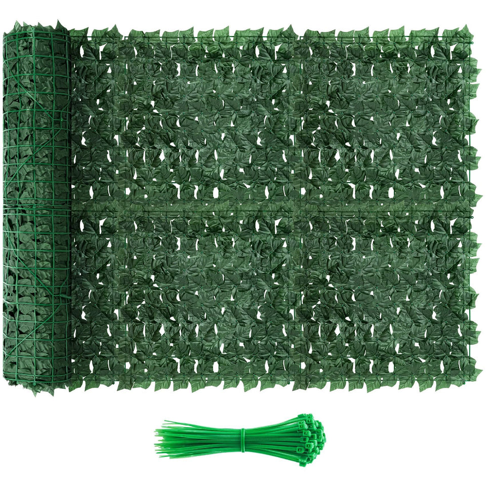 QIAOKAIYAN artificial ivy fence with dense leaves provides private screening for patios.