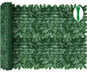 QIAOKAIYAN artificial ivy fence close-up of dense leaves for lifelike privacy outdoors.