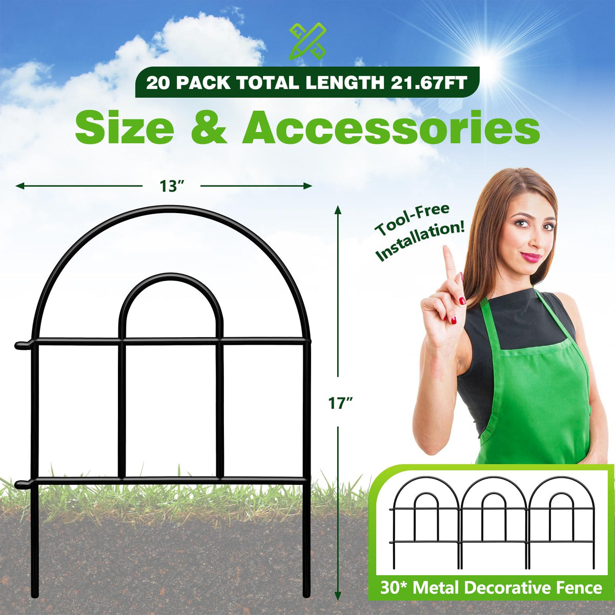 QIAOKAIYAN fence with easy no-dig setup demonstrates simplified installation.
