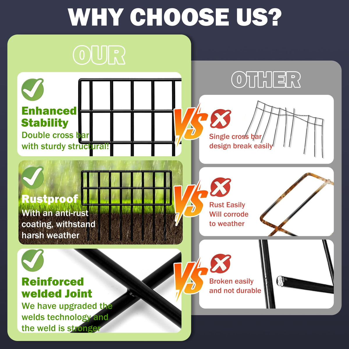 QIAOKAIYAN Heavy-duty metal fence with anti-rust coating withstands weather.