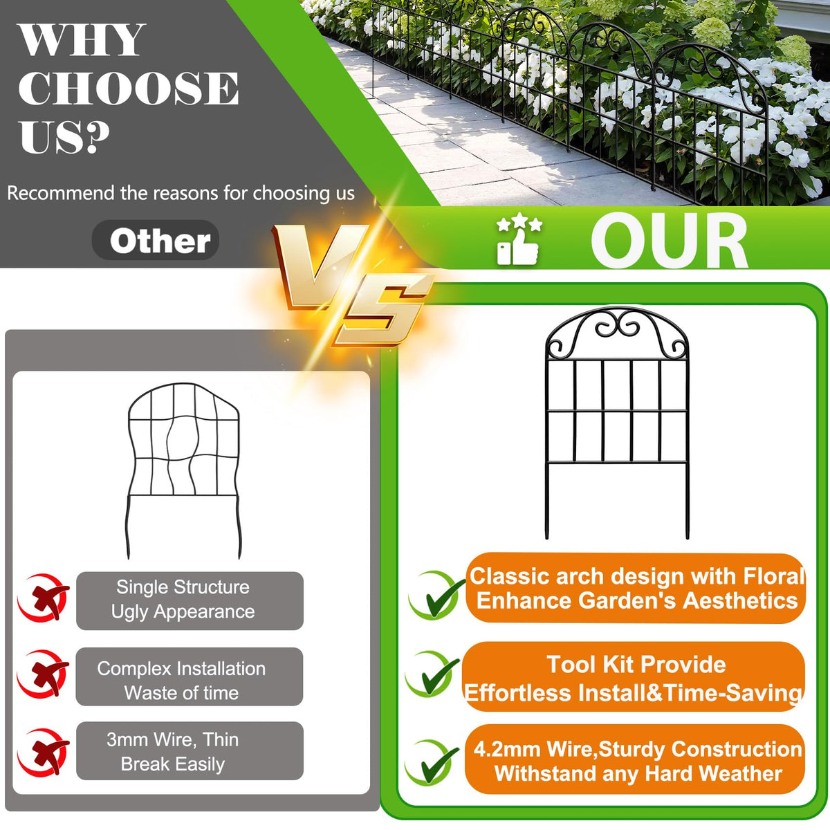 QIAOKAIYAN fence rust-resistant surface provides durable outdoor protection.