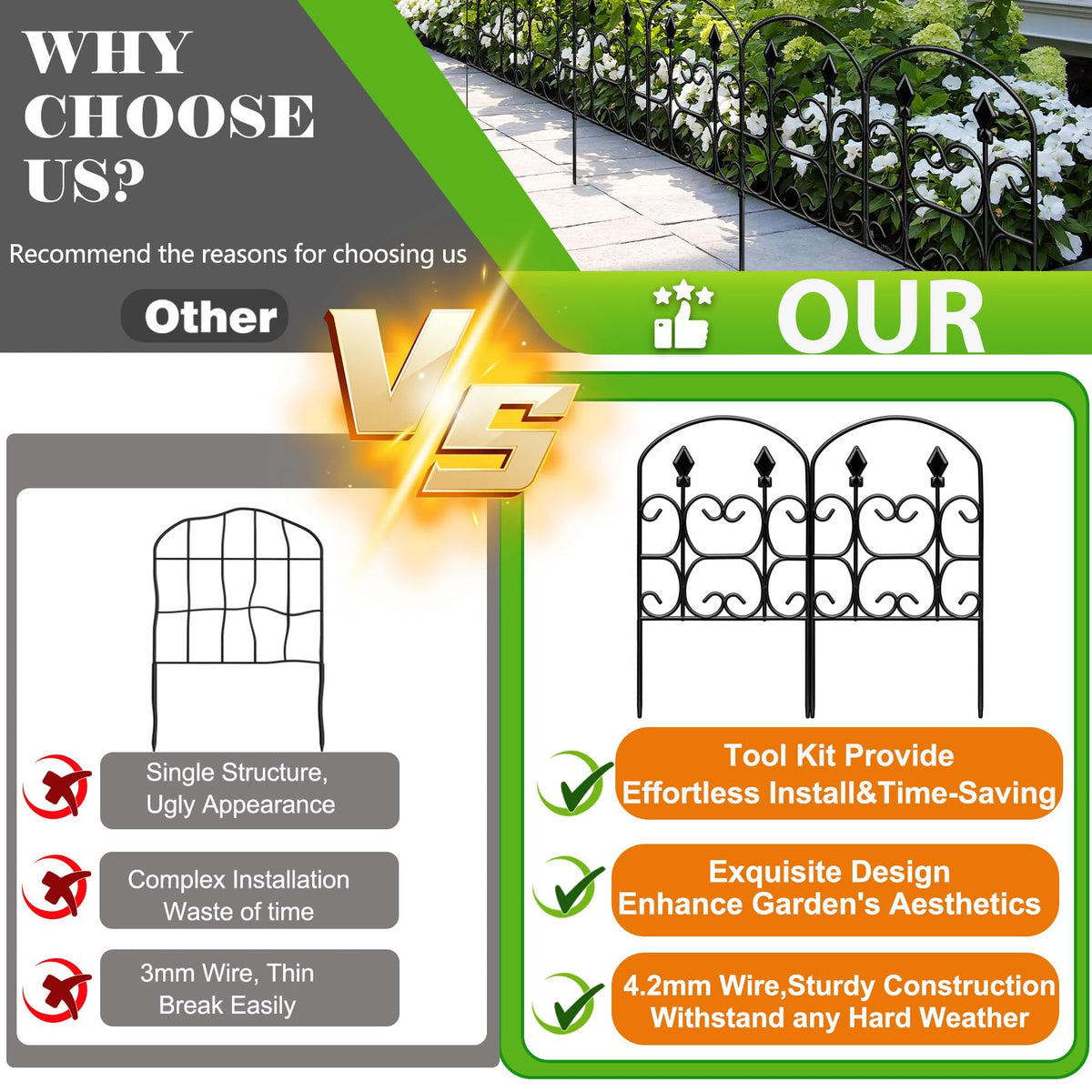 QIAOKAIYAN thick gauge metal wire fence offers robust outdoor strength