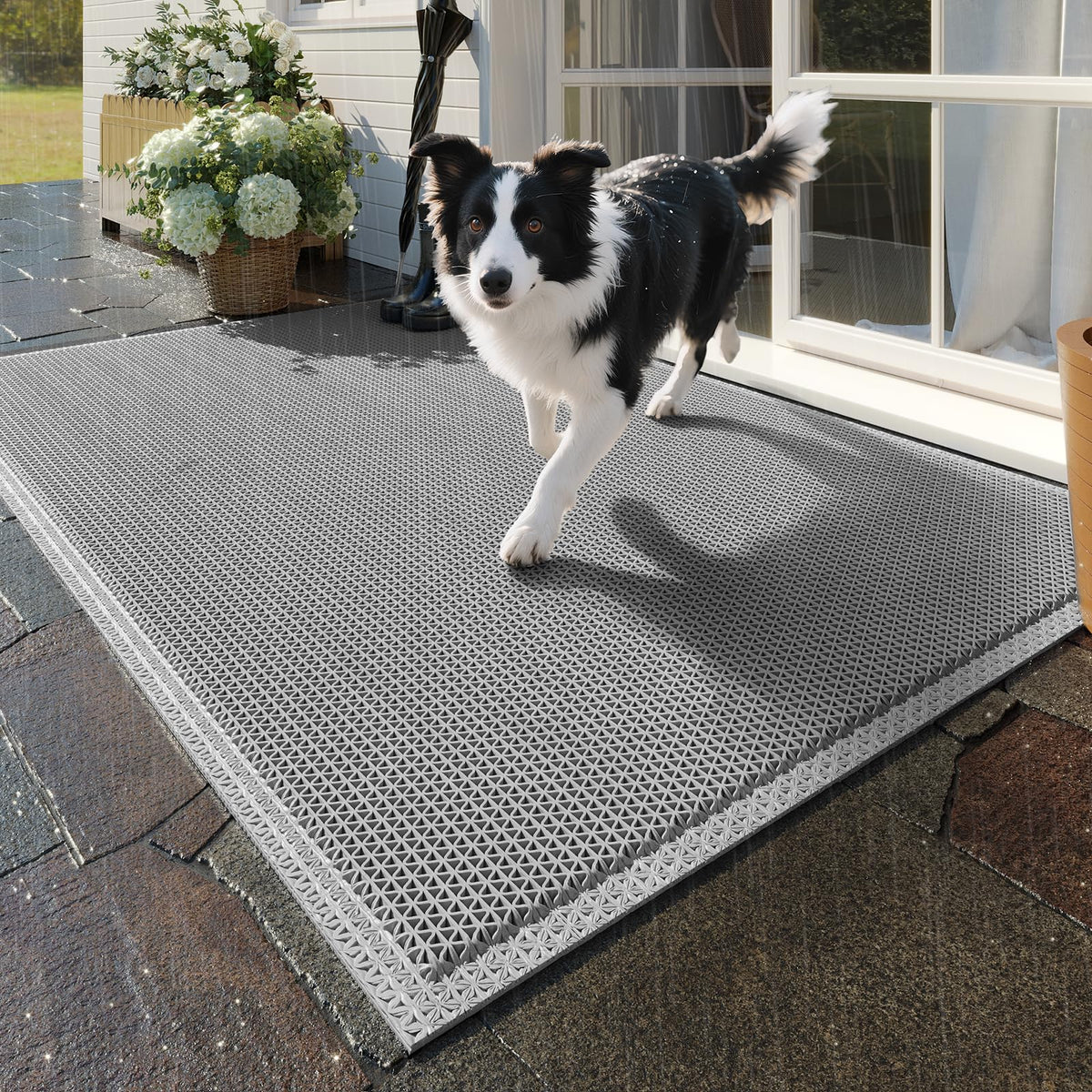 QiCaiJia front door mat 24x36 traps dirt and keeps entrances clean