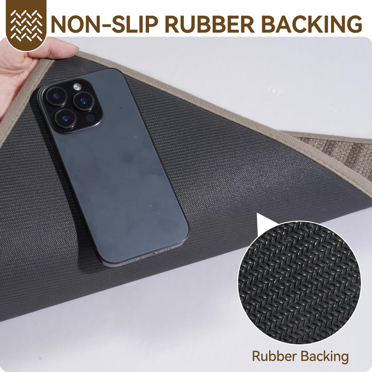 QiCaiJia low-profile door mat lying flat without door clearance issues