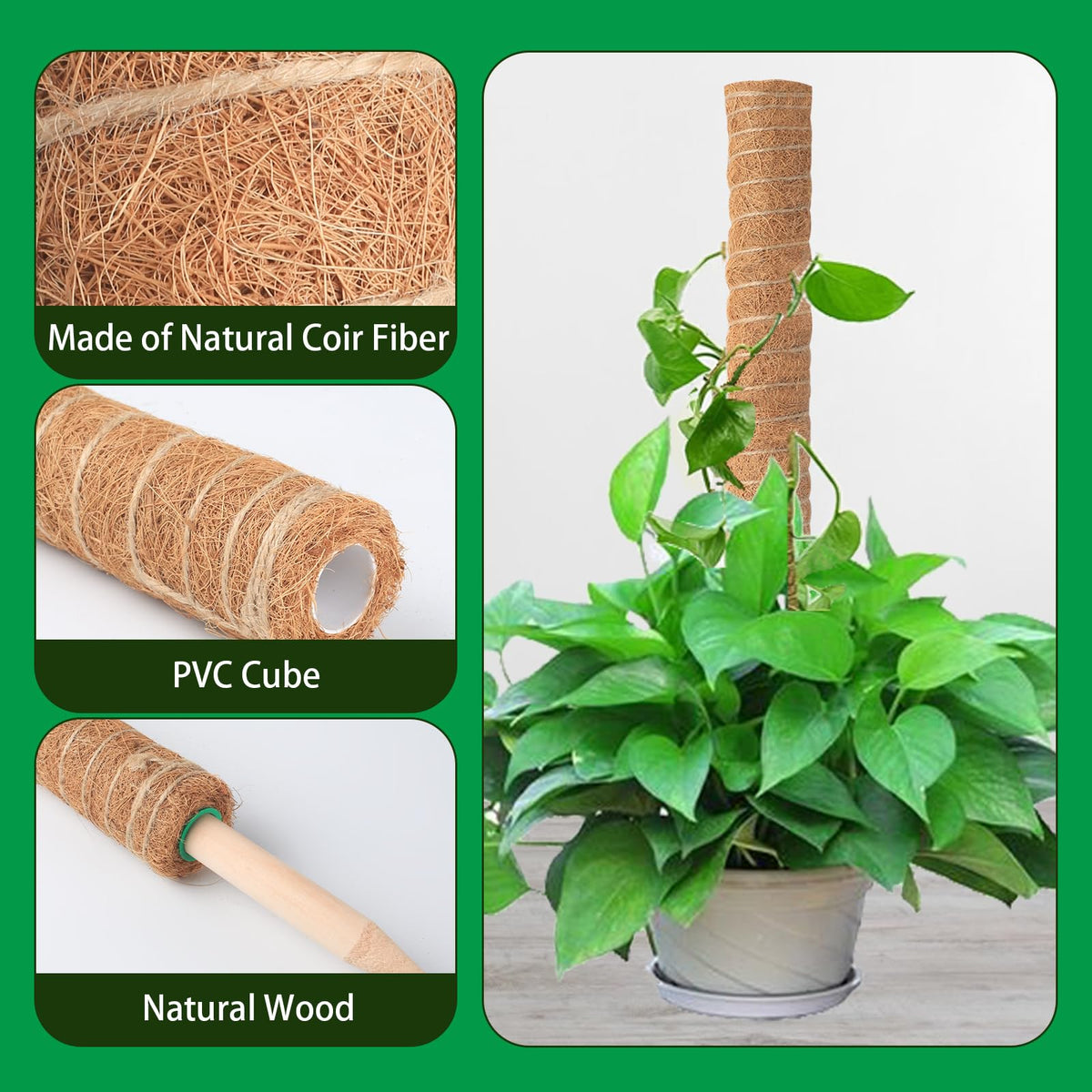 Qicodu 12-inch moss pole ready to extend plant support.