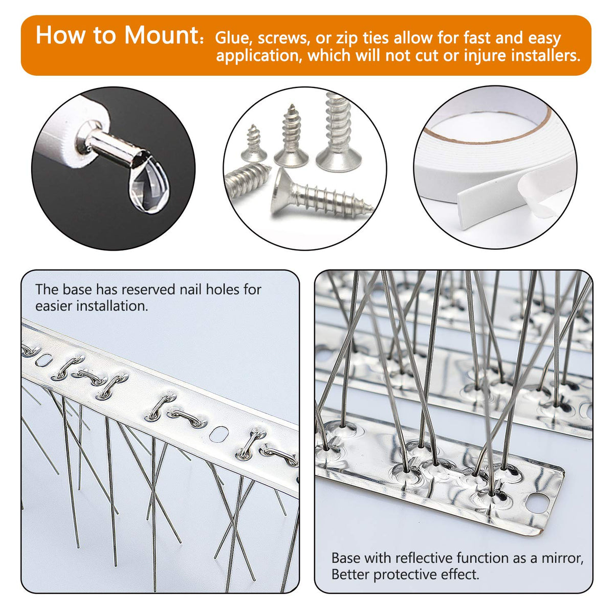 QIEGL Reflective base enhances deterrence for birds.