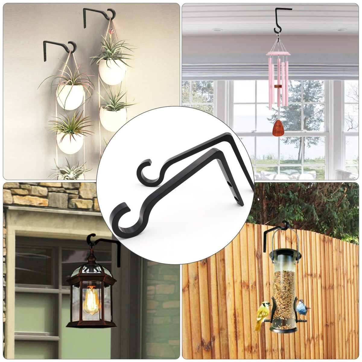 QIEGL two-pack setup with bird feeder shows versatile outdoor decor