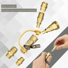 Qieoyk 1/4 NPT x 1/4 quick connect enabling easy propane connections.