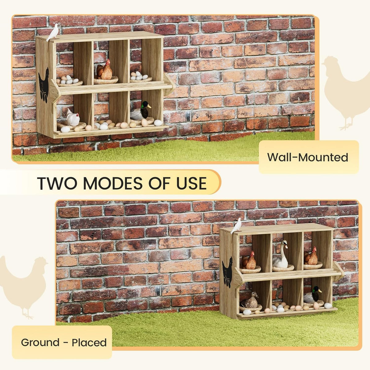 Qifeila nesting box with floor stand for flexible coop placement