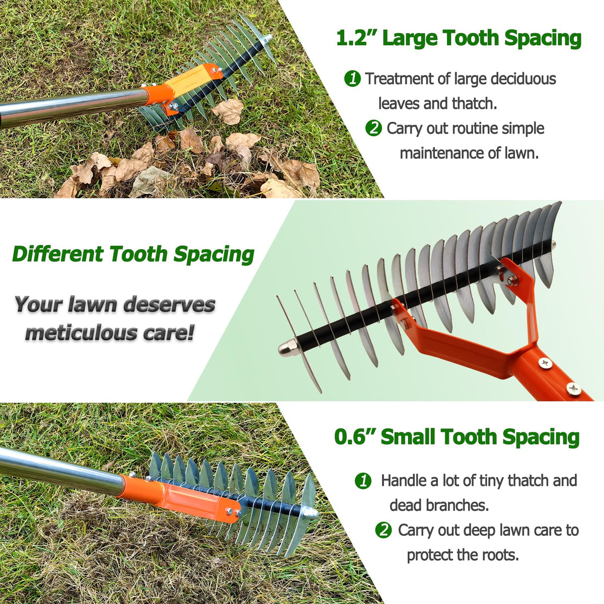 Qikstren Dethatching rake with 21 tines for dense thatch removal
