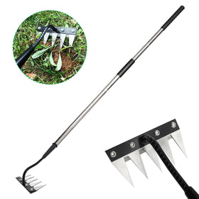 Qikstren Gardenia 2.0 forged iron rake head close-up showing thickened tines for weeds