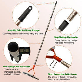 Qikstren Lawn Rake with dual-action teeth for debris removal and soil loosening