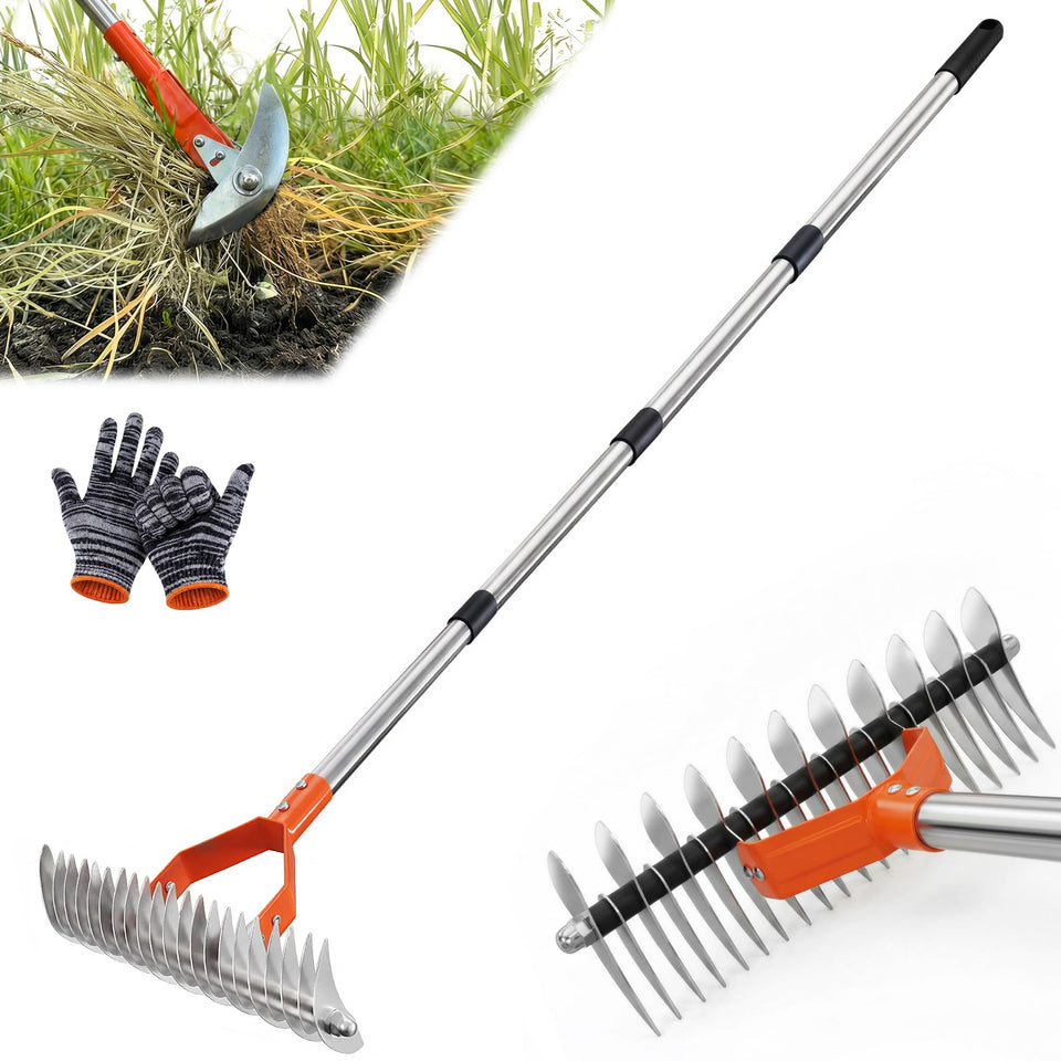 Qikstren Thatch Rake with adjustable handle for upright lawn dethatching