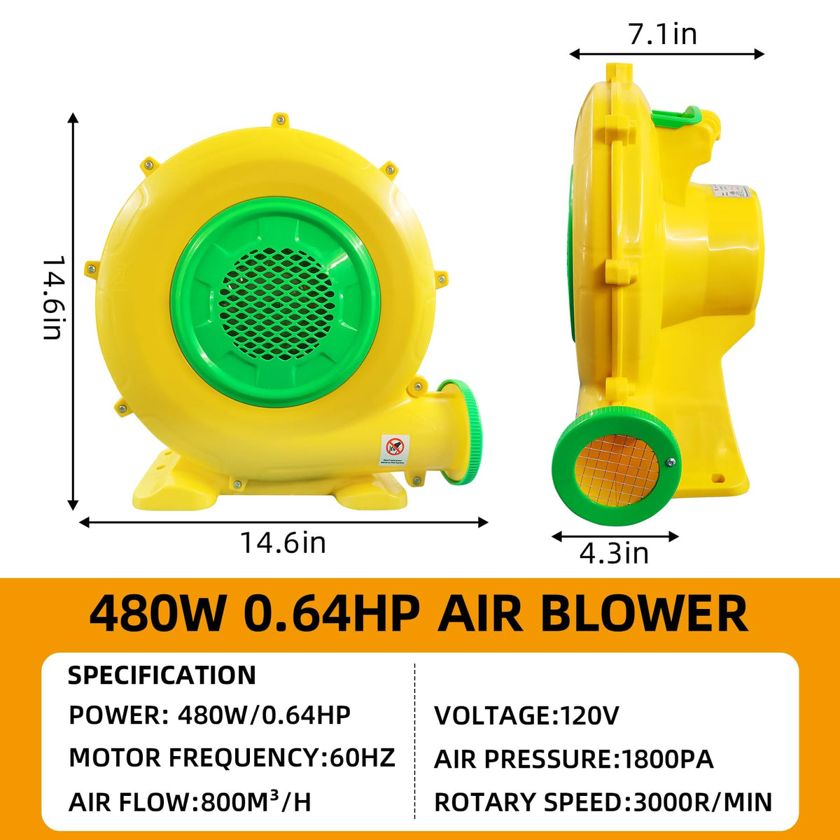 QILEBA bounce house inflation blower for quick outdoor setup.
