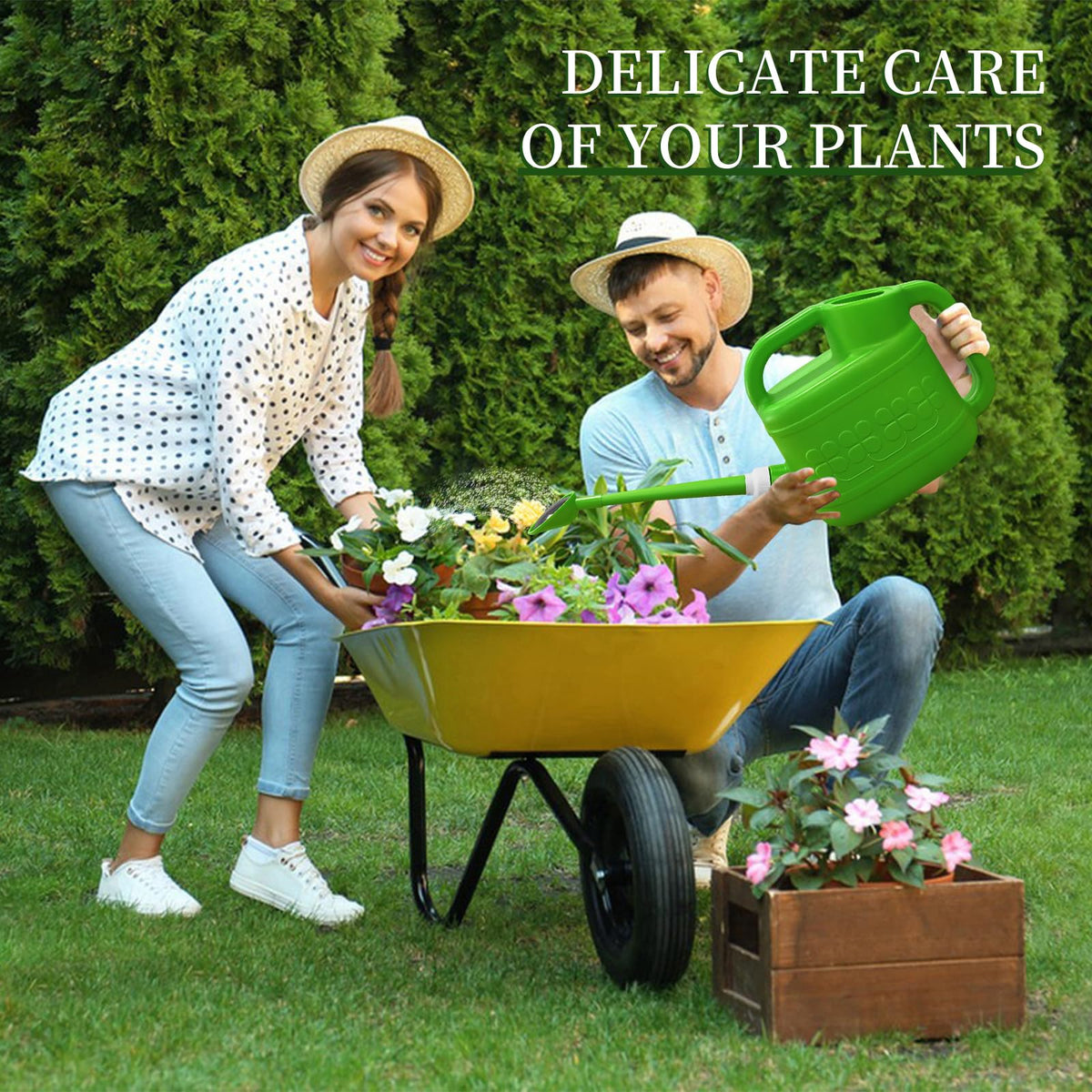 Qilebi 2 gallon watering can side profile showing large capacity