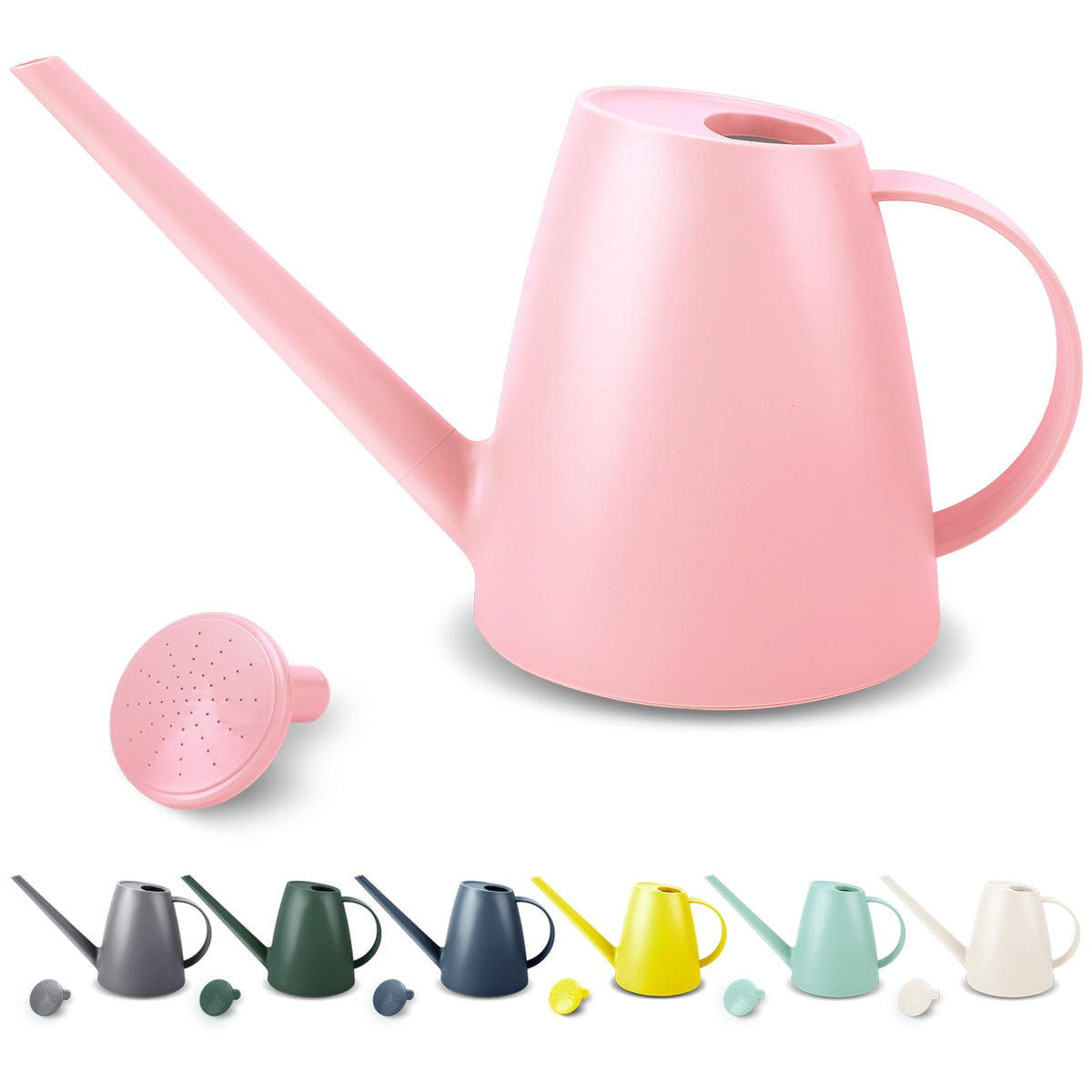 Qilebi pink watering can with long spout for precise indoor watering.