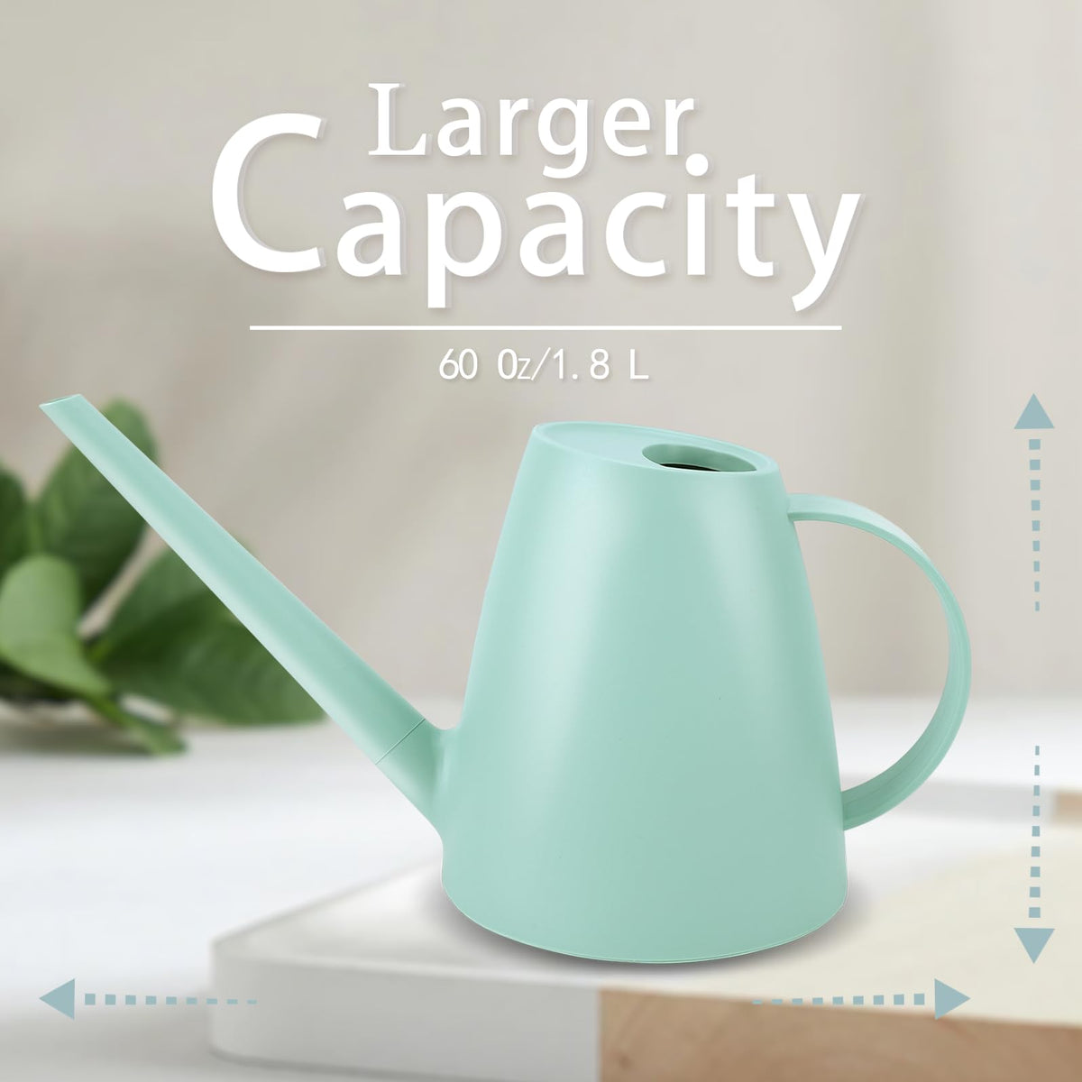 Qilebi watering can with detachable nozzle offering a steady or gentle shower.