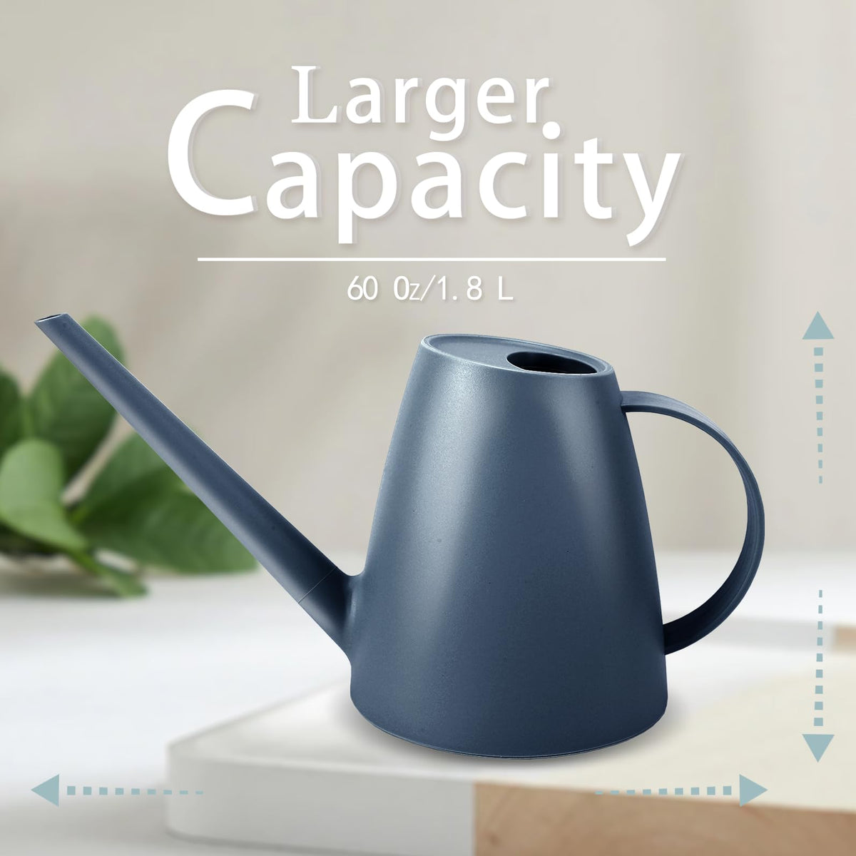 Qilebi watering can with detachable nozzle for adjustable gentle or strong flow