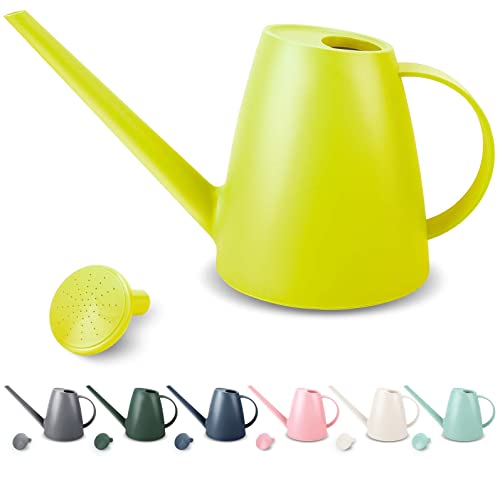 Qilebi watering can with long spout in yellow for precise indoor plant watering