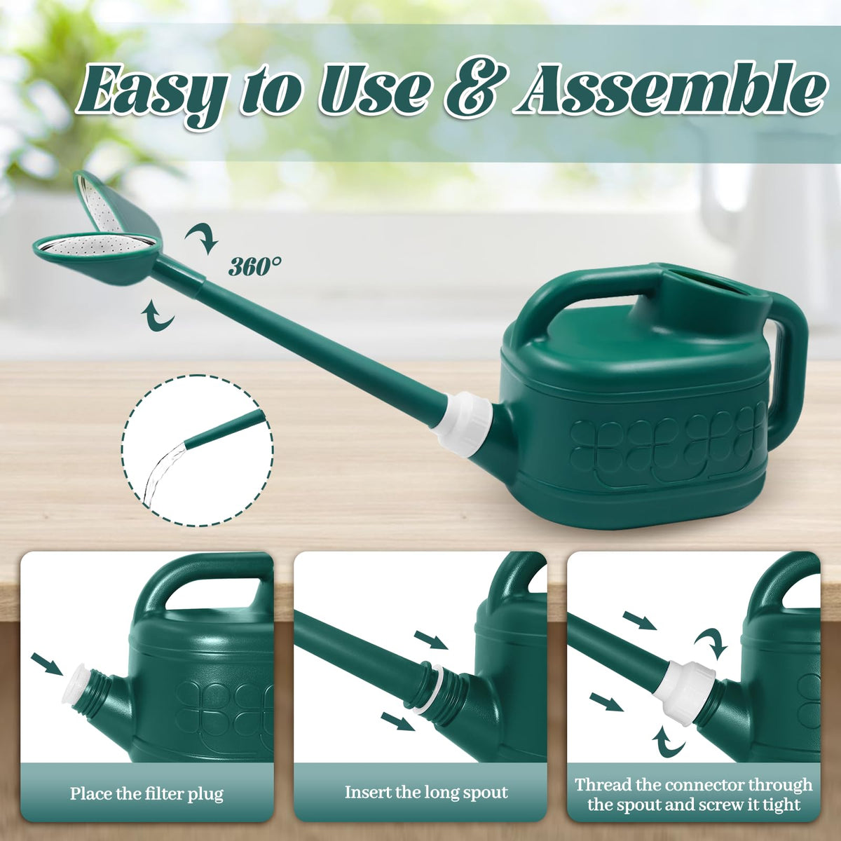 Qilebi 2-in-1 design offers fine spray or root watering.