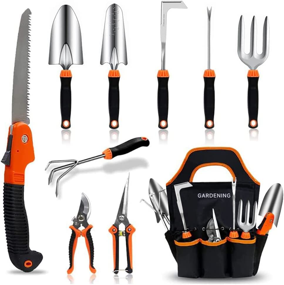 QINGFANGLI garden tool set with stainless steel heads for durable soil work.