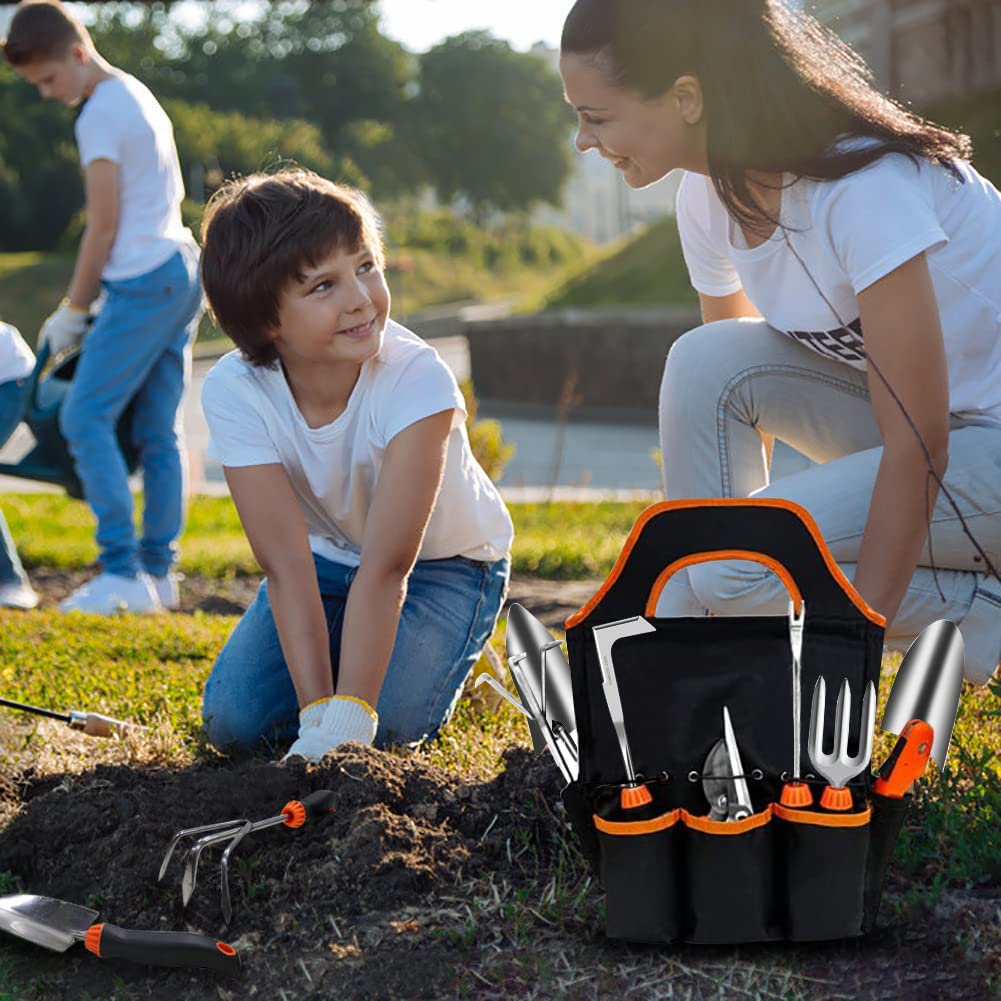 QINGFANGLI 10-piece set covers weeder, trowel, snips, and more for versatility.
