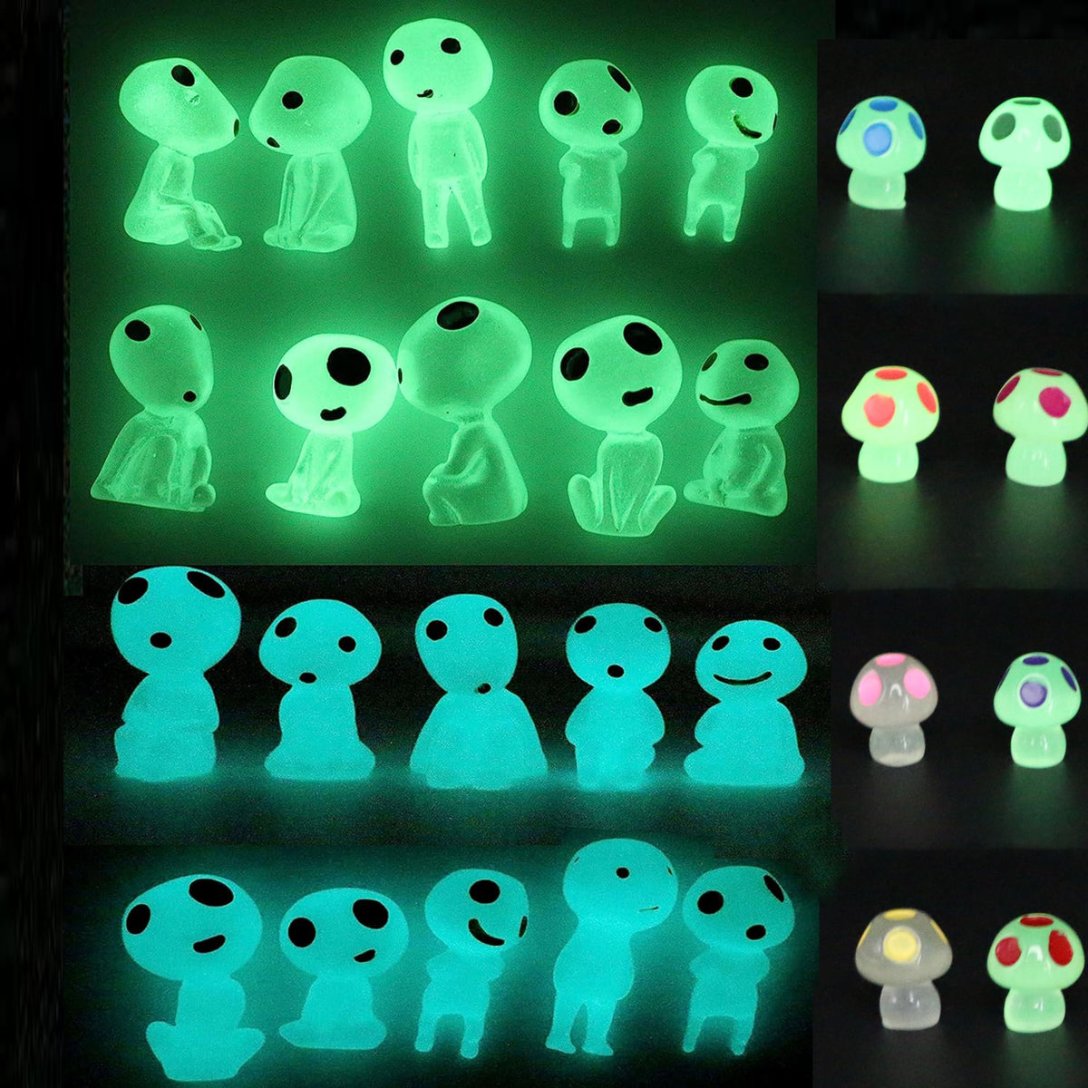 Qingo Tree Elves glow in the dark, perfect for night-time fairy garden scenes.