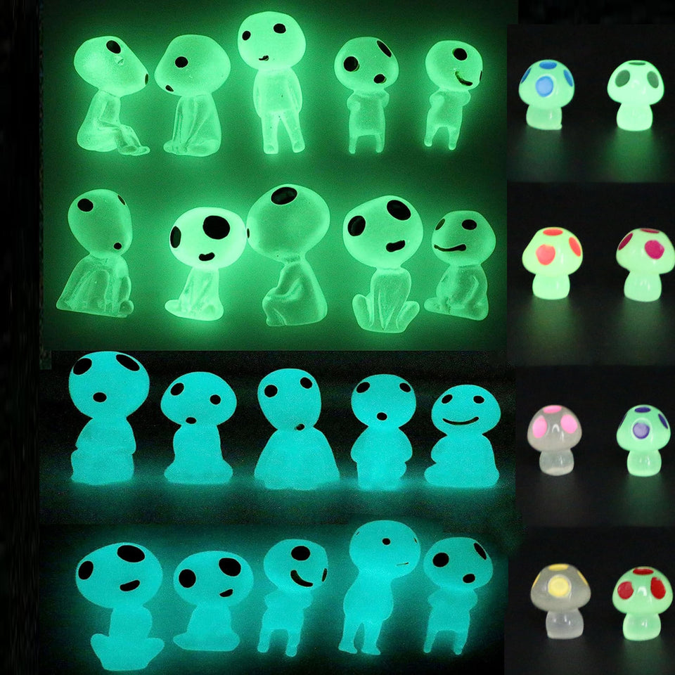 Qingo Tree Elves glow in the dark, perfect for night-time fairy garden scenes.