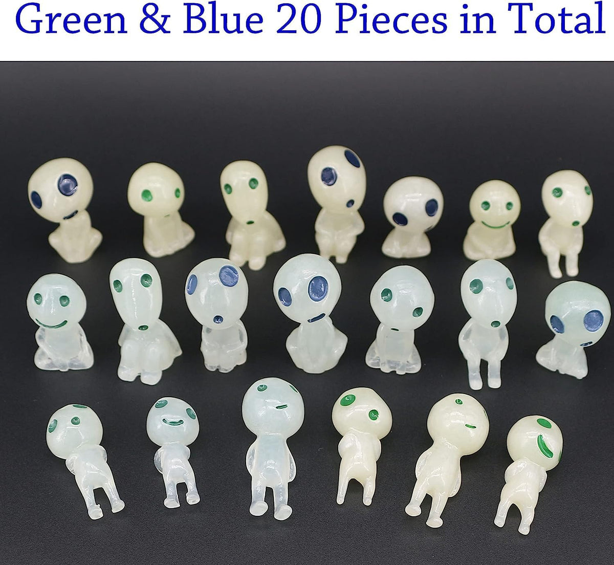Close-up of resin elf miniatures for succulent plant displays.